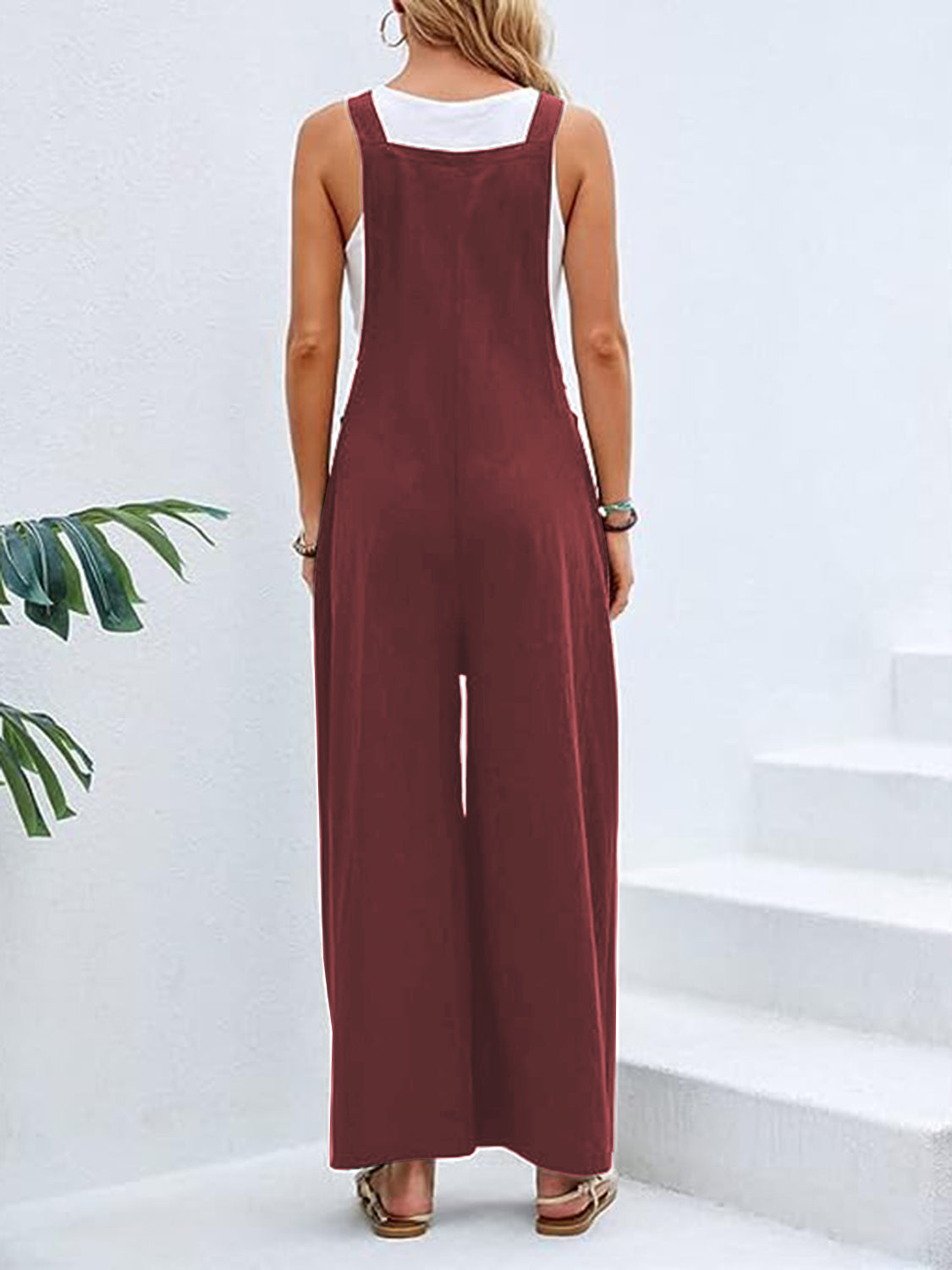 Wide Leg Overalls with Pockets