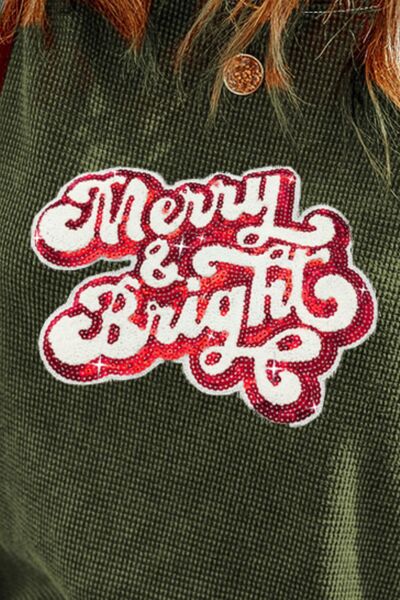 MERRY & BRIGHT Sequin Waffle-Knit T-Shirt